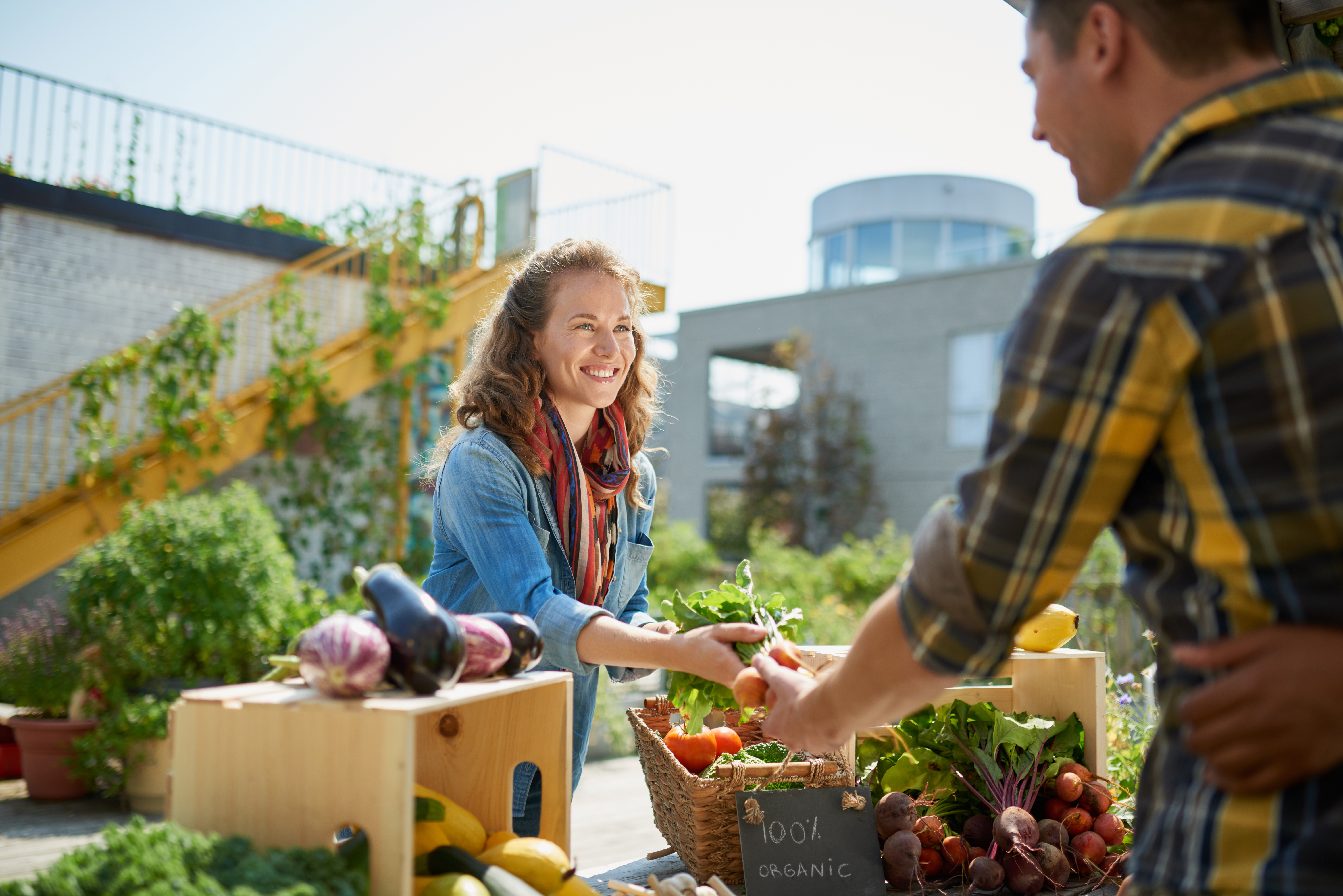 An indivial selling local food to customer.